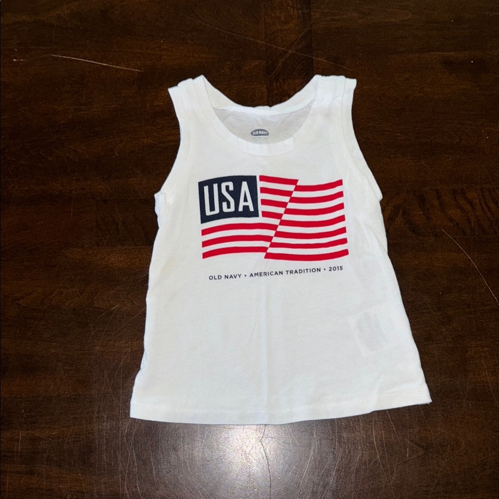 Old Navy White and Red USA Flag Tank Top